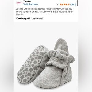 Zutano Organic Baby Booties Newborn Infant, Unisex, 2 Pk Navy & Gray Sz 3 Months
